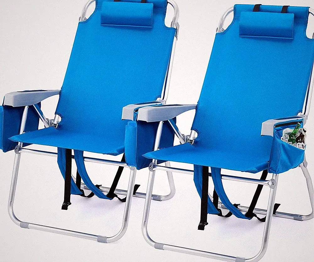 16" Tall Beach Chairs for Adults,2-Pack Lightweight Backpack Chair with 5-Positi
