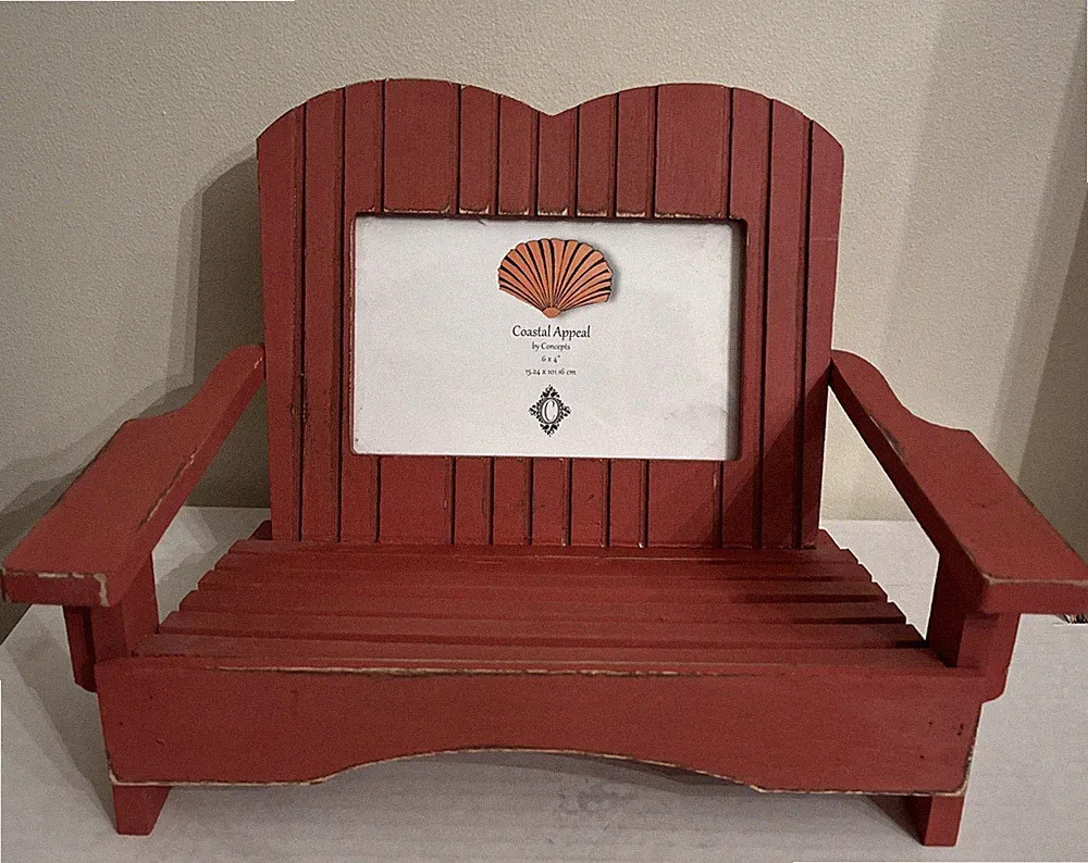Adirondack Chair Distressed Red Wood Photo Frame Coastal Appeal Indoor Outdoor