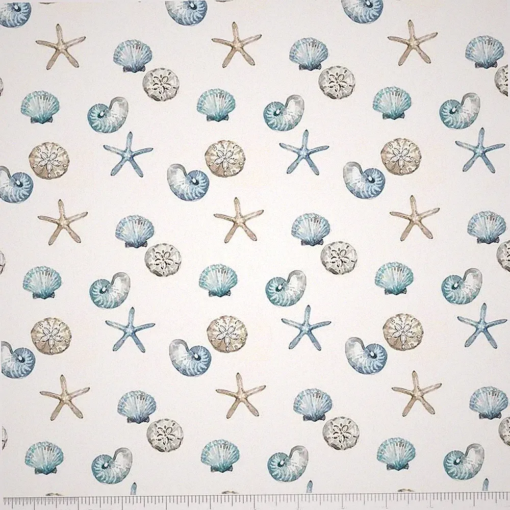 BLUE ESCAPE COASTAL Shell Toss Off White Quilt Fabric Riley Blake by 1/2 yard