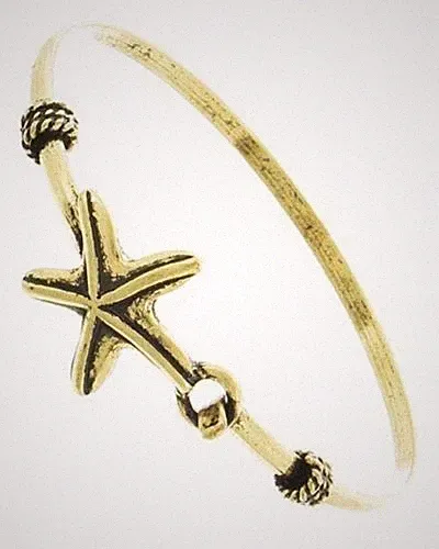 COASTAL Gold STARFISH Narrow Hook Bangle Tropical Bracelet NWT New