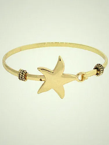 COASTAL Polished Gold STARFISH Narrow Hook Bangle Sea Life Bracelet NWT New