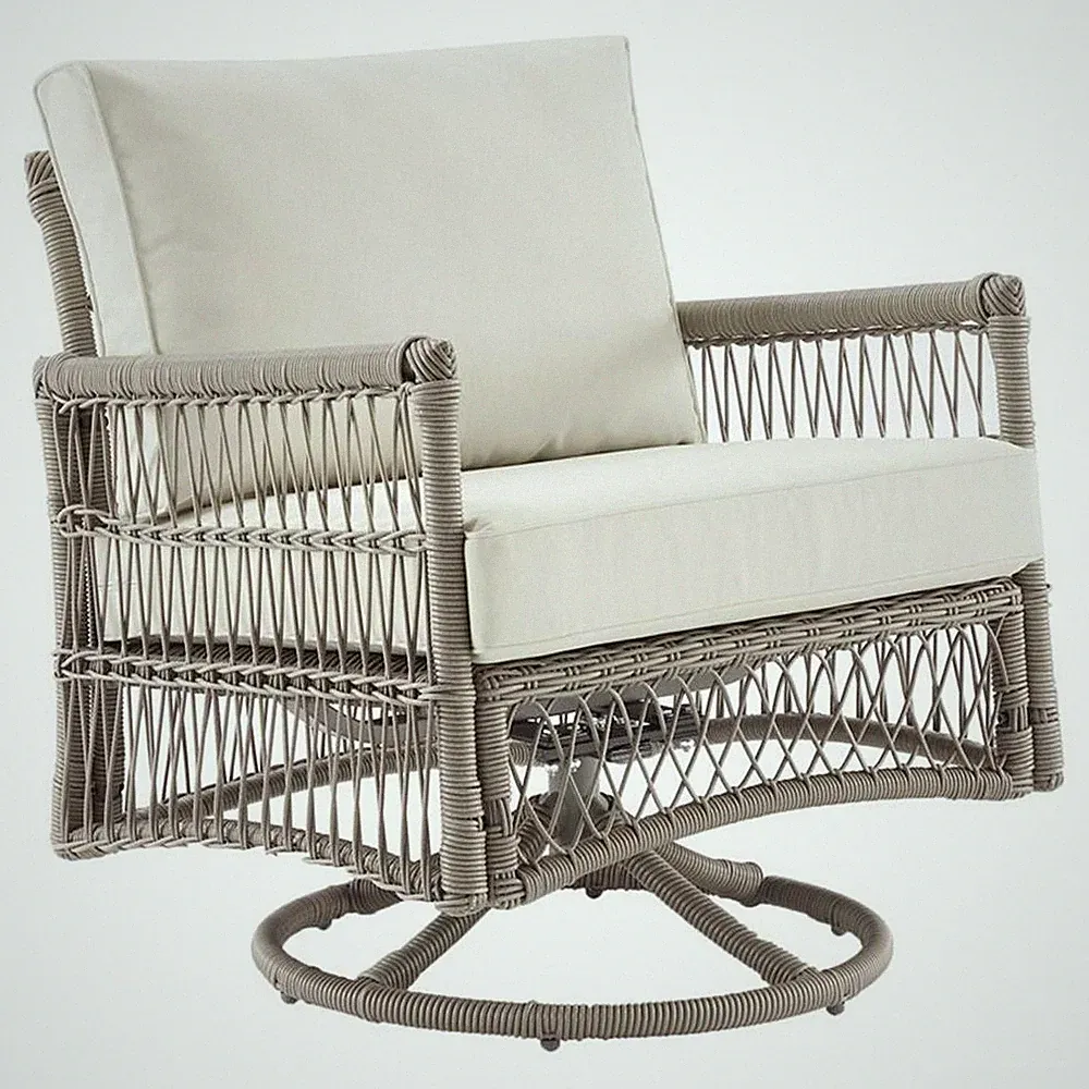 Crosley Furniture Thatcher Wicker/Steel Metal Patio Swivel Chair Creme/Driftwood