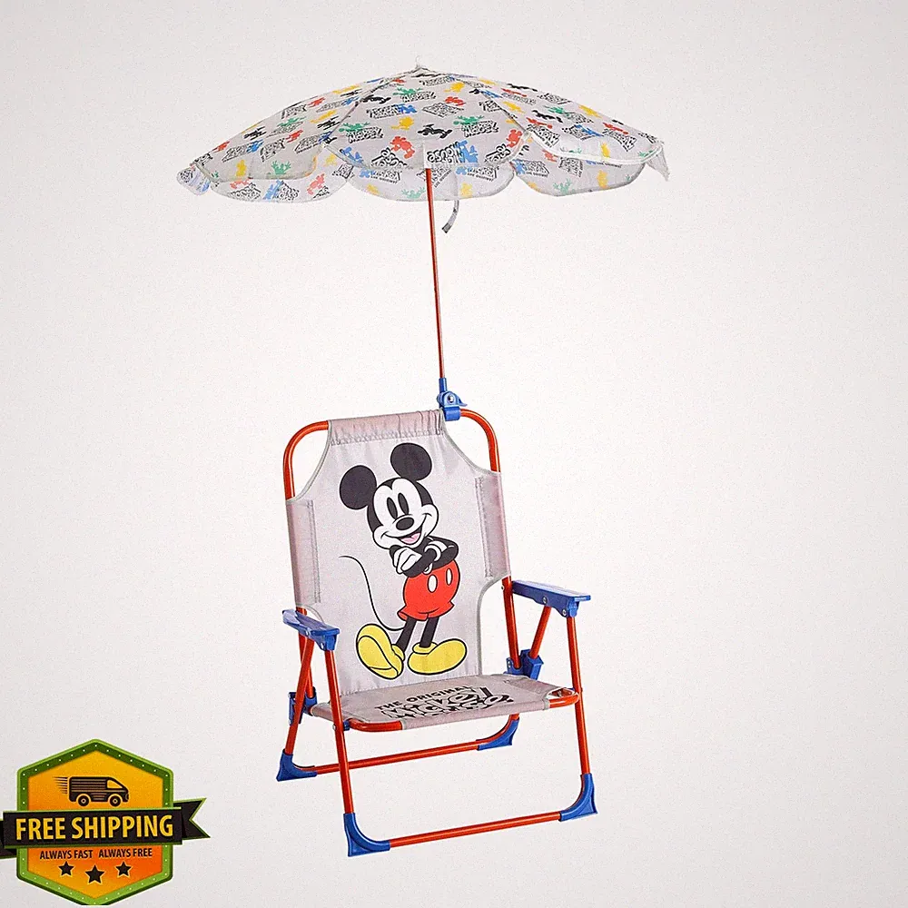 Disney Mickey Mouse Kids Beach Chair Toddler Foldable with Umbrella