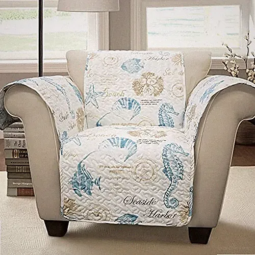 Harbor Life Furniture Protector, Arm Chair, 71" W x 75" L, Blue & Taupe