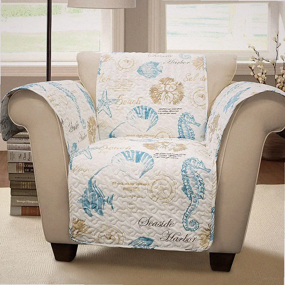 Harbor Life Furniture Protector Arm Chair 71 W X 75 L Blue Taupe Quilted Coa