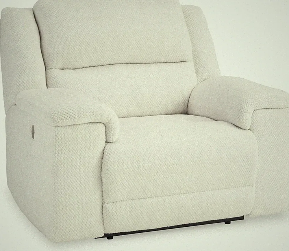 Keensburg Coastal Oversized Power Recliner with USB Ports - White