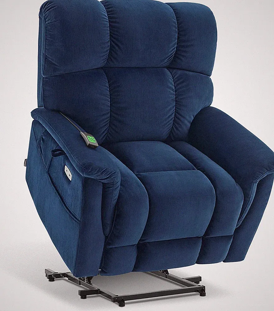 Navy Blue Dual Motor Lift Recliner Chair with Massage & Heat功能