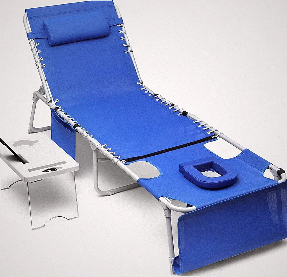 New Listing 3-In-1 Sun Tanning Chair with Face Holes, Breathable Chaise Lounge Chair Outdoor