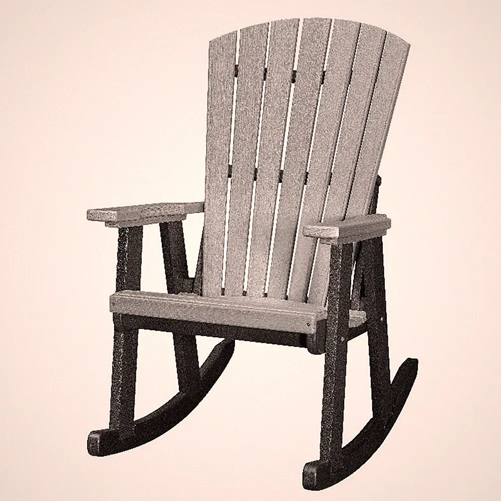 Pemberly Row Coastal Rocking Chair in Light Grey with a Black Base