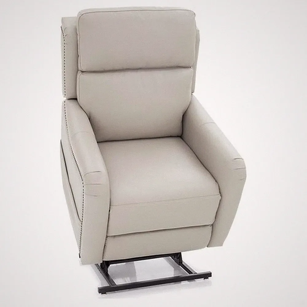 Pemberly Row Leather Power Lift Recliner with Heat in Rainer Dove
