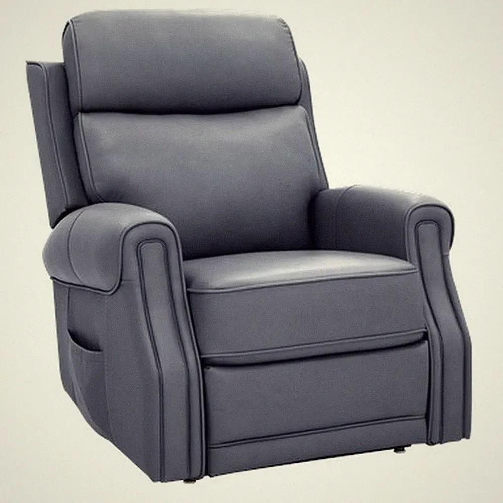 Pemberly Row Leather Power Lift Recliner with Heat in Sorrento Ocean