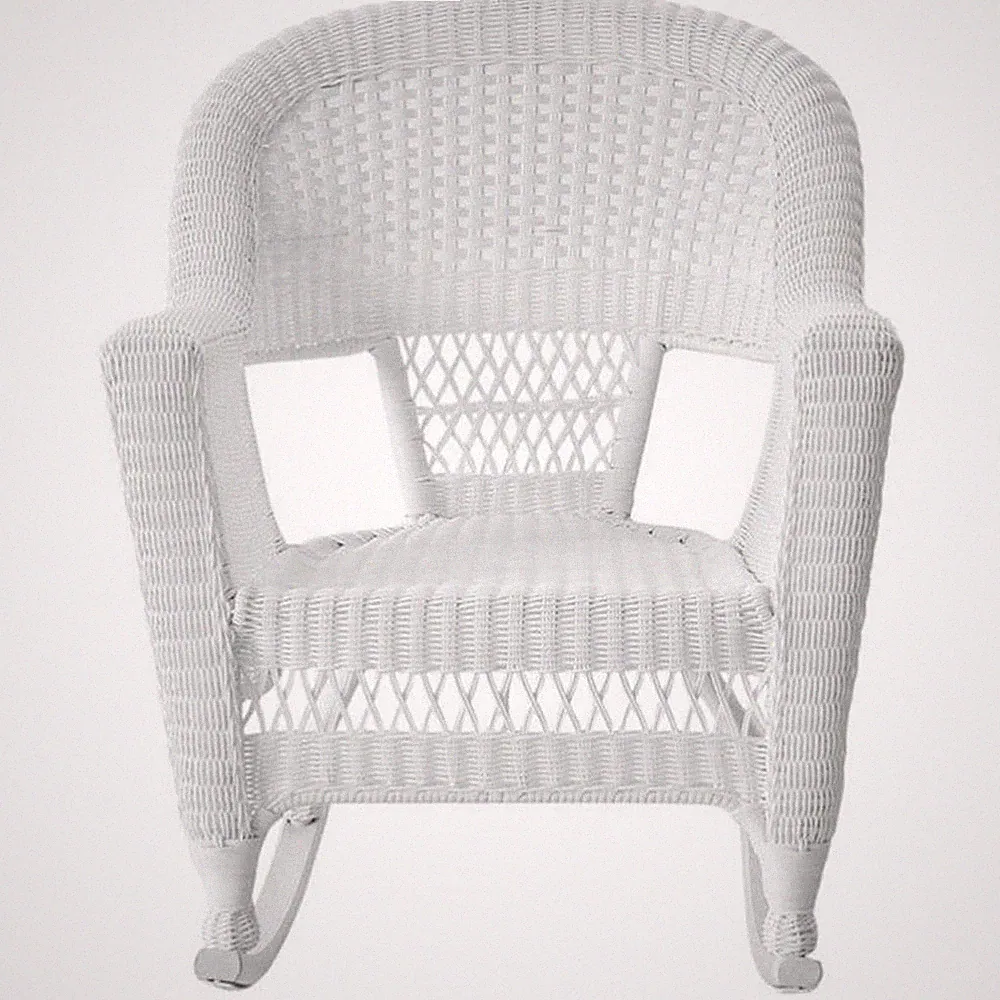 Pemberly Row Wicker Patio Rocker in White (Set of 2)